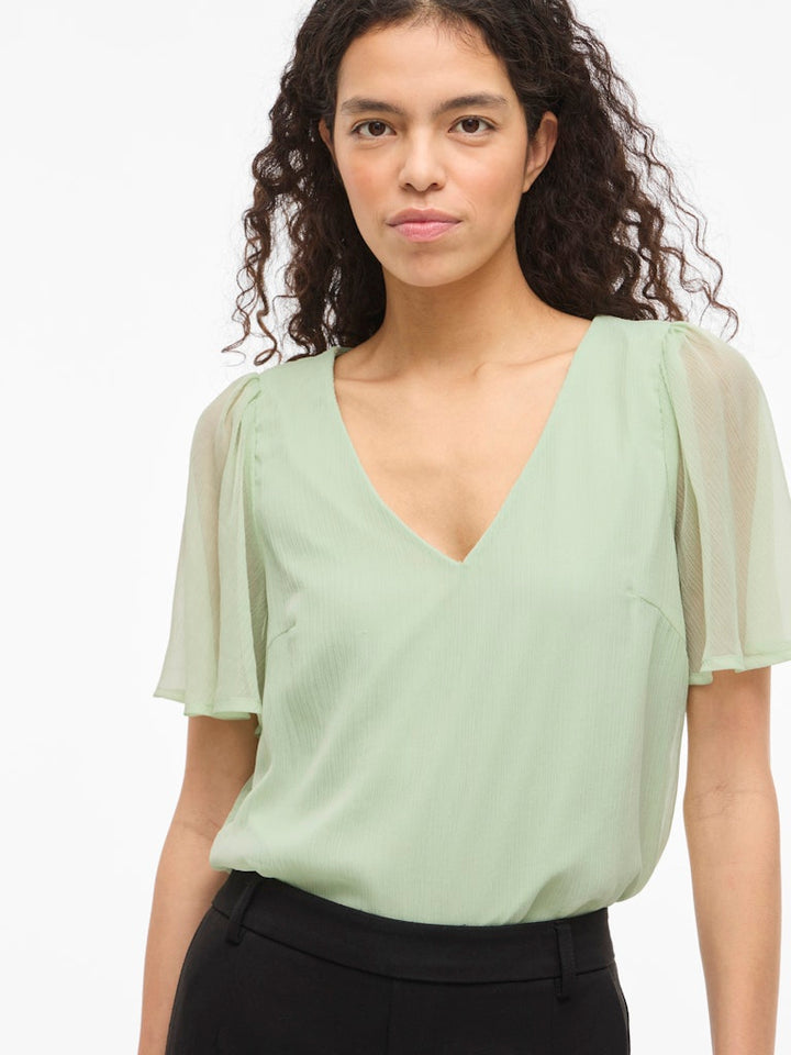 Vifalia V-neck S/s Top - Noos - Mint