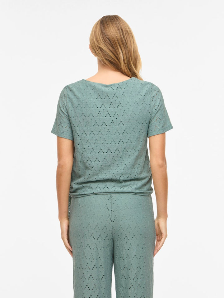 Viamalina Open O-neck S/s Top/vol/pb - Mint