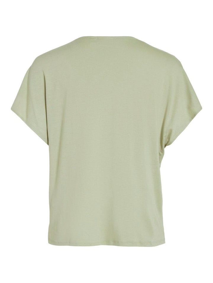 Viellette V-neck S/s Satin Top - No - Oud Groen