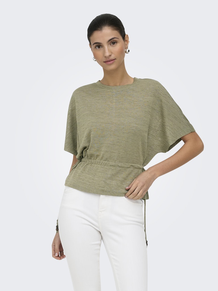 Onlpearl S/s Elastic Waist Top Jrs - Army