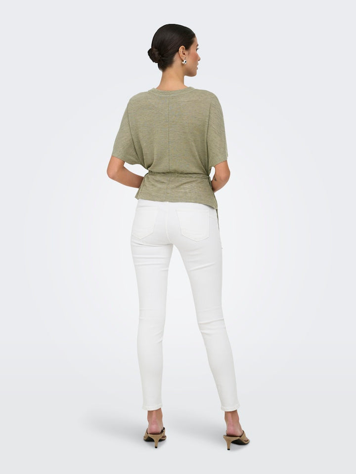 Onlpearl S/s Elastic Waist Top Jrs - Army