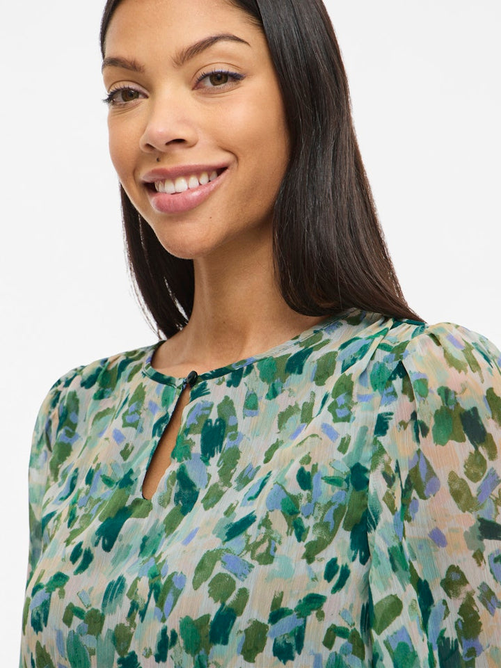 Viemma S/s O-neck Top/ka - Groen Dessin