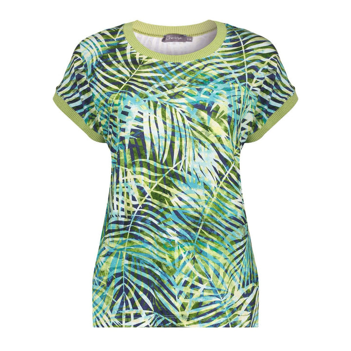 T-shirt Aop Fancy Rib - Groen Dessin