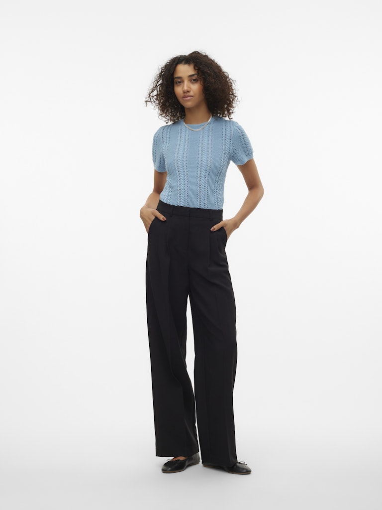 Vmnora Ss O-neck Top Pop - Lichtblauw