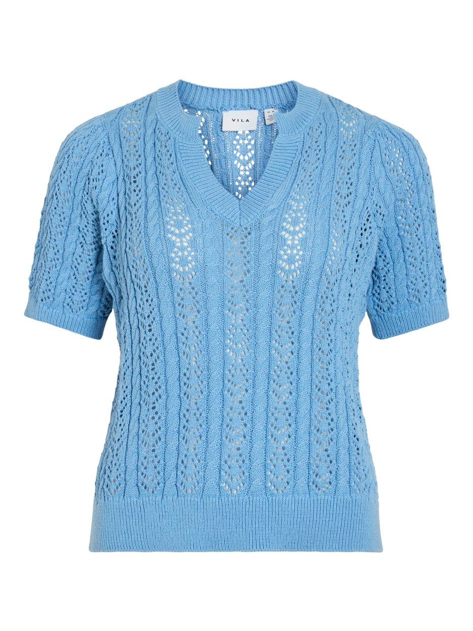 Vitoto New S/s Cable Knit Top - Lichtblauw