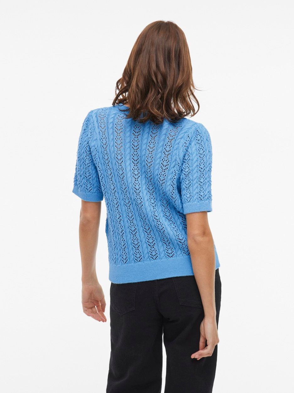 Vitoto New S/s Cable Knit Top - Lichtblauw