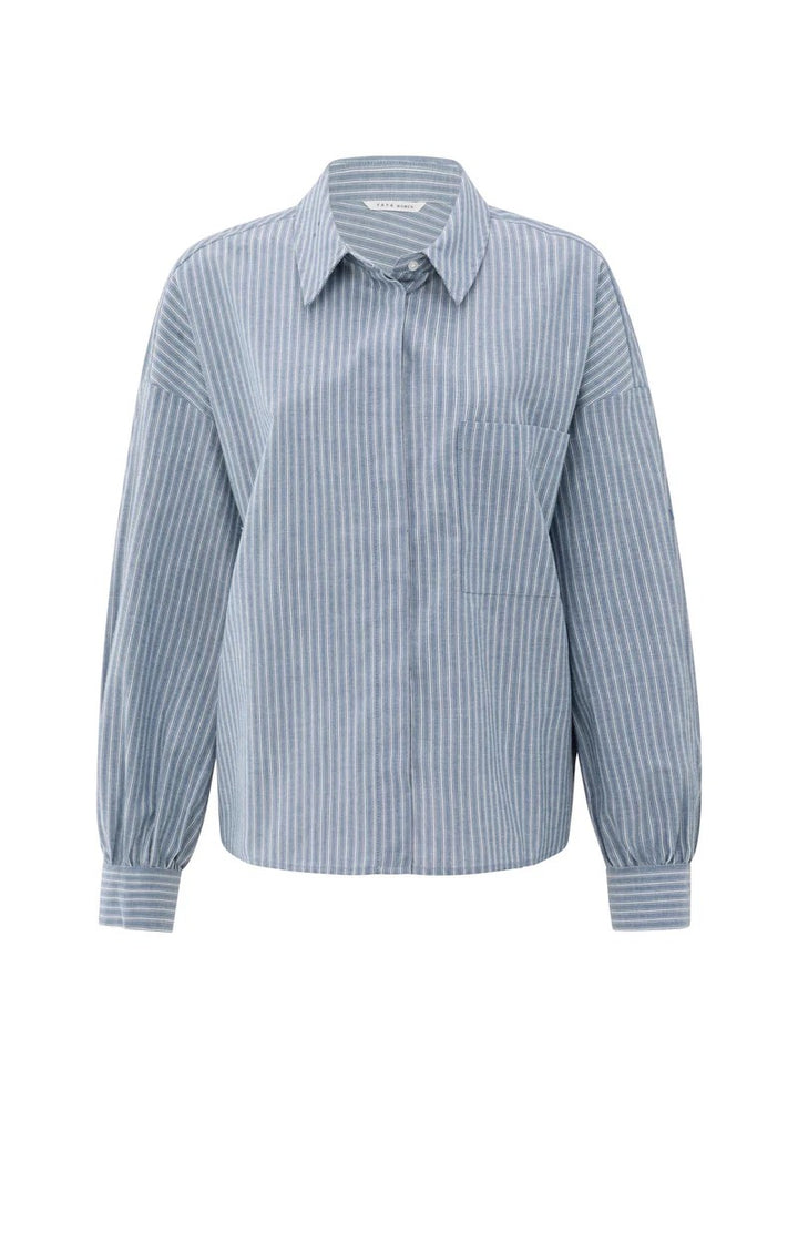 Striped Blouse With Pocket - Lichtblauw