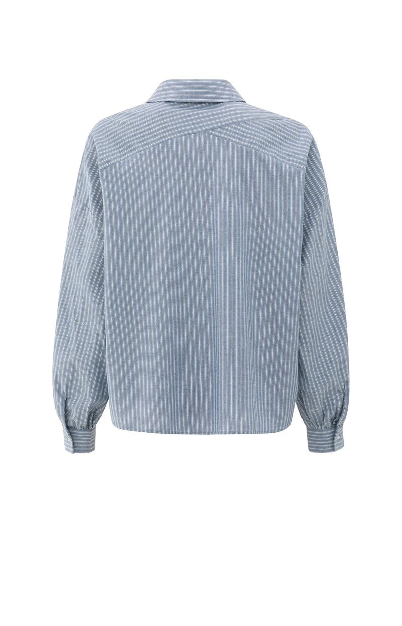 Striped Blouse With Pocket - Lichtblauw