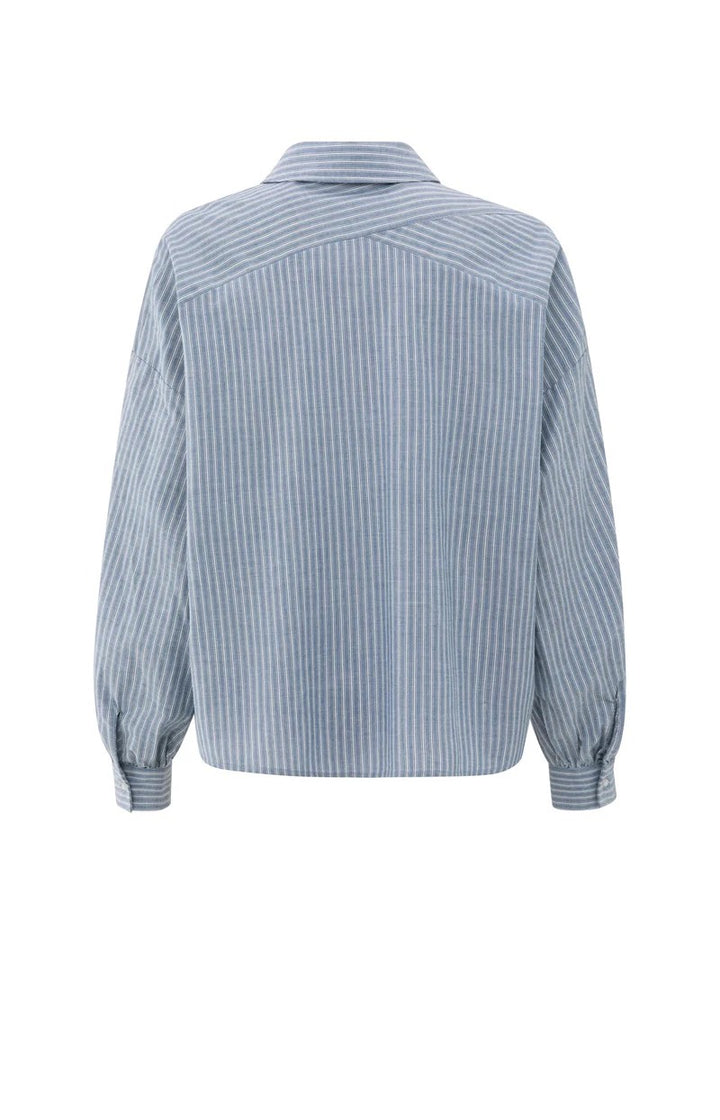 Striped Blouse With Pocket - Lichtblauw