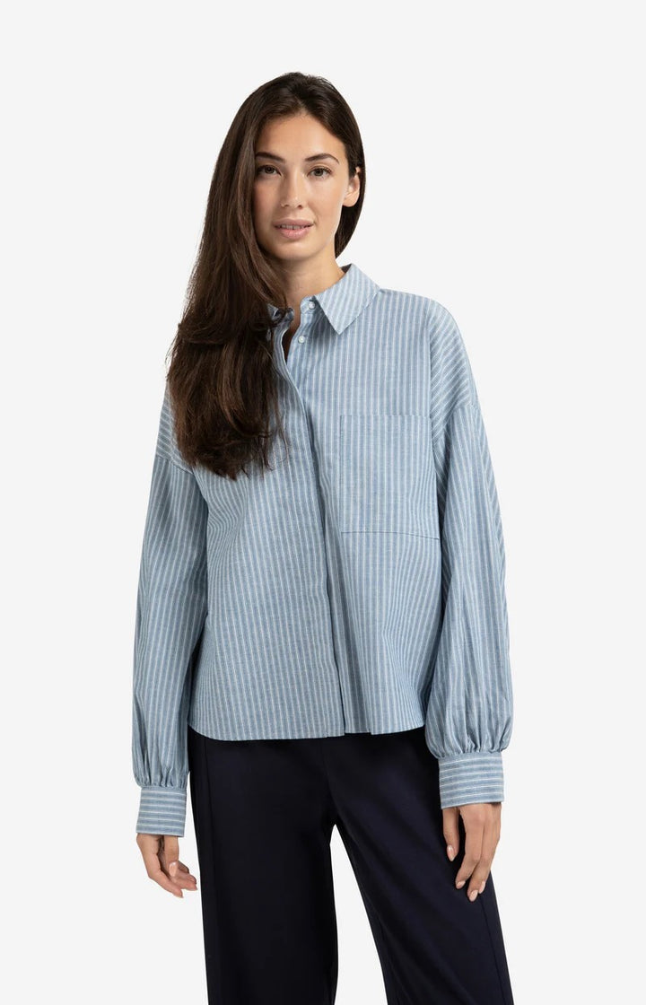 Striped Blouse With Pocket - Lichtblauw