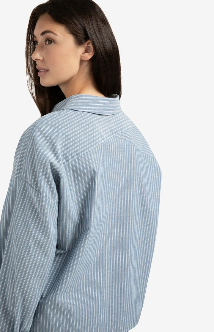 Striped Blouse With Pocket - Lichtblauw