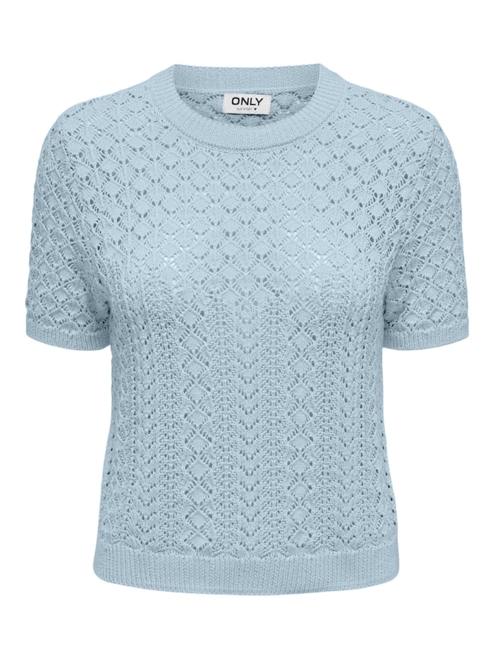Onlsaga Ss O-neck Knt Noos - Lichtblauw