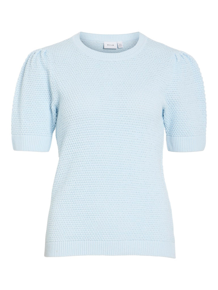 Vidalo O-neck S/s Knit Top - Noos - Lichtblauw