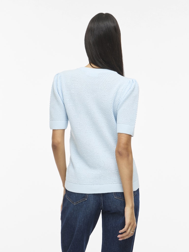 Vidalo O-neck S/s Knit Top - Noos - Lichtblauw
