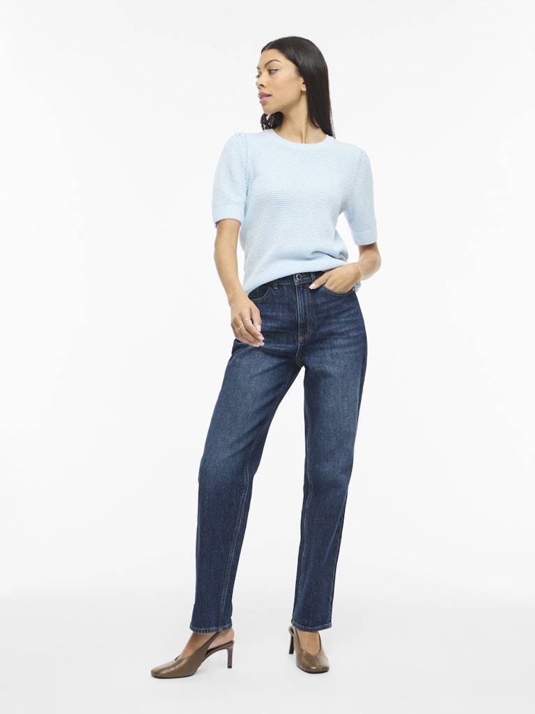 Vidalo O-neck S/s Knit Top - Noos - Lichtblauw