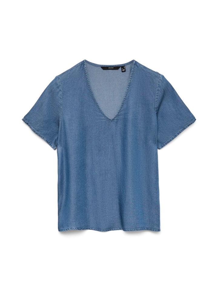 Vmbree Ss V-neck Tencel Top - Blue Denim