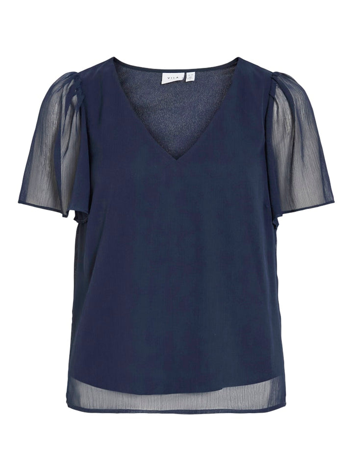 Vifalia V-neck S/s Top - Noos - Navy