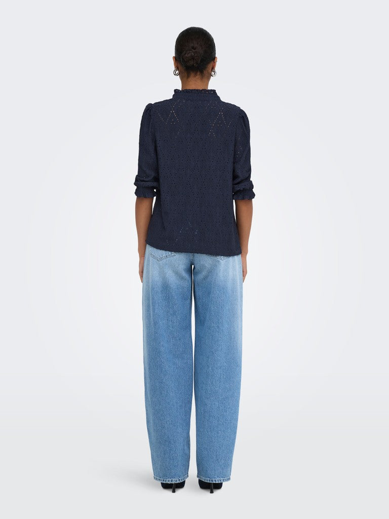 Onlziggy S/s Frill Top Cc Jrs - Navy