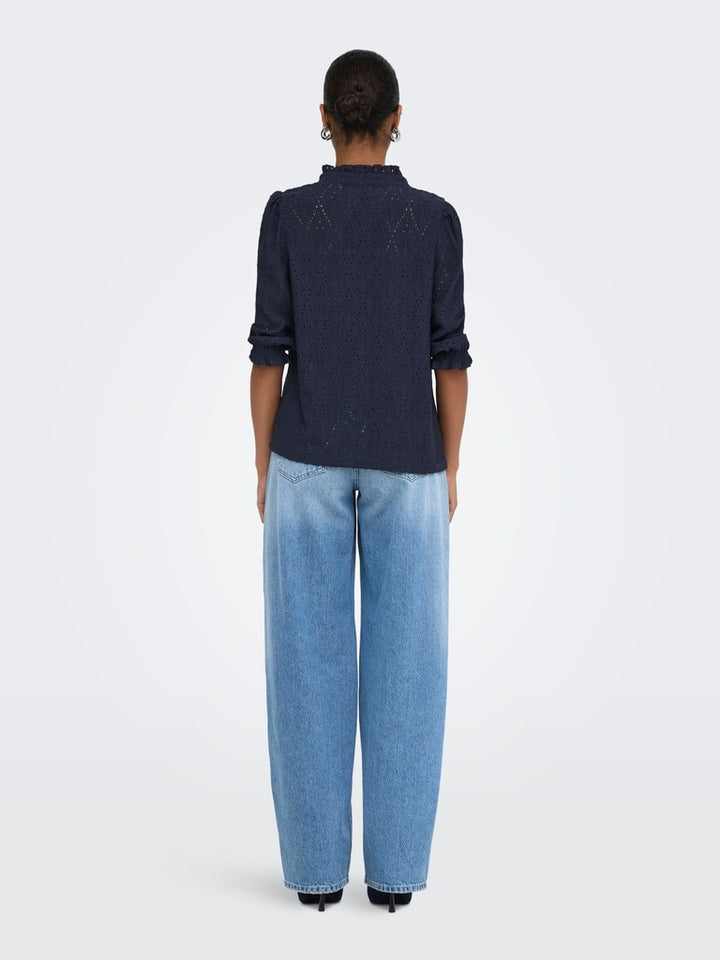 Onlziggy S/s Frill Top Cc Jrs - Navy