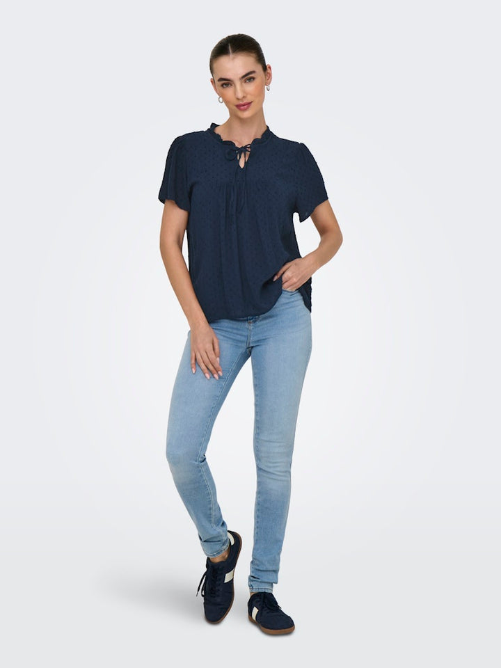 Jdylima Life S/s Top Wvn Noos - Navy