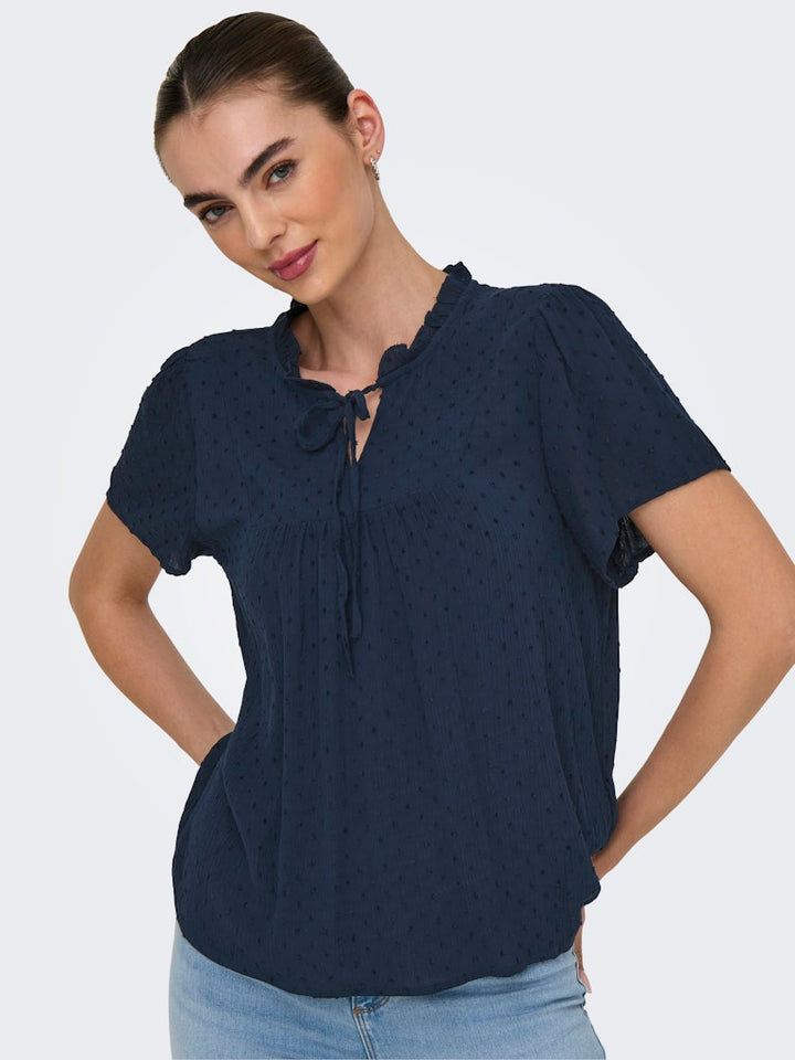 Jdylima Life S/s Top Wvn Noos - Navy