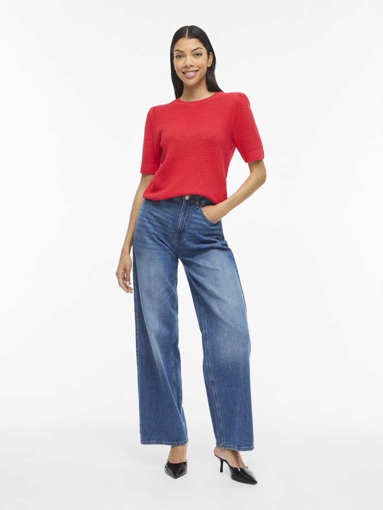 Vidalo O-neck S/s Knit Top - Noos - Rood