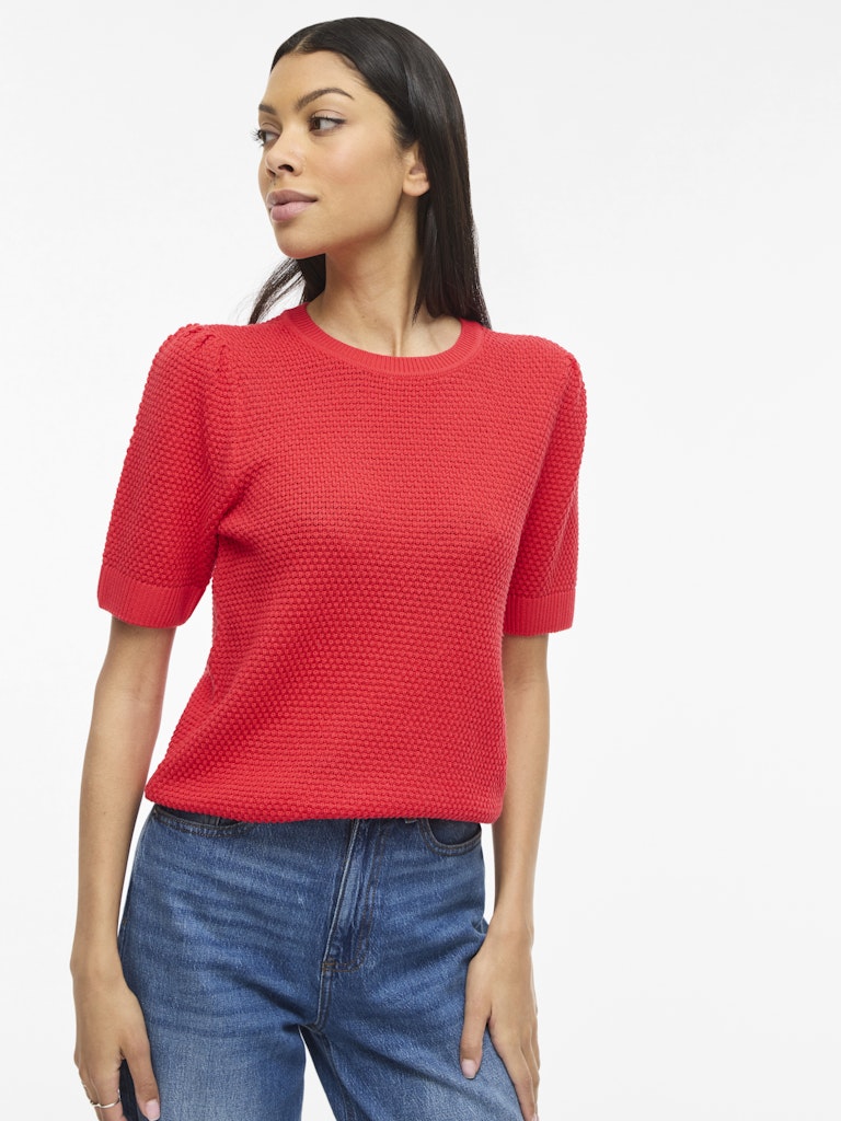 Vidalo O-neck S/s Knit Top - Noos - Rood
