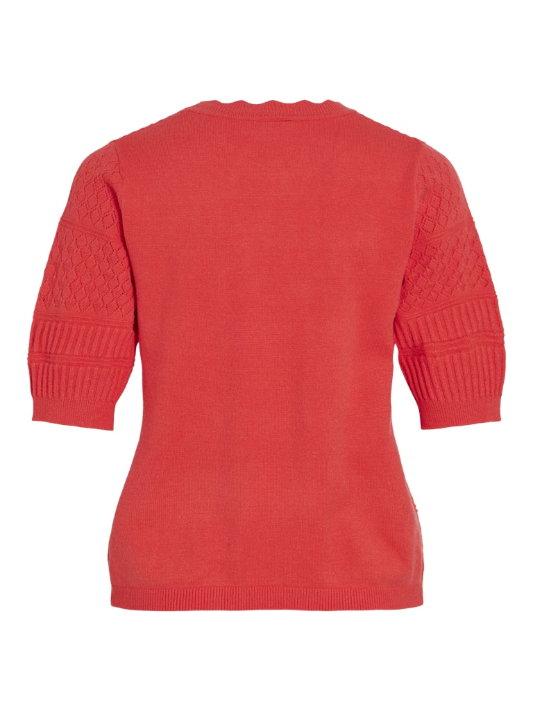 Vimilos S/s O-neck Pointelle Top - Noos - Rood