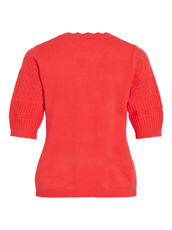 Vimilos S/s O-neck Pointelle Top - Noos - Rood