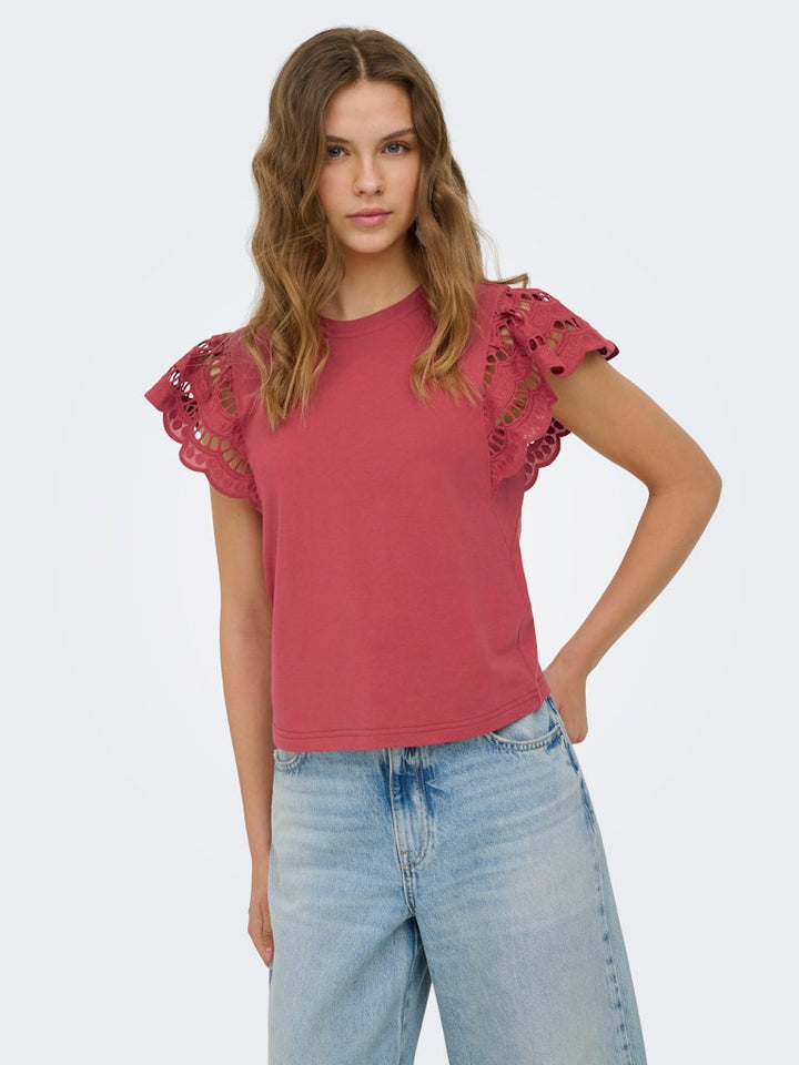 Onlmacy S/s O-neck Mix Top Box Jrs - Steenrood
