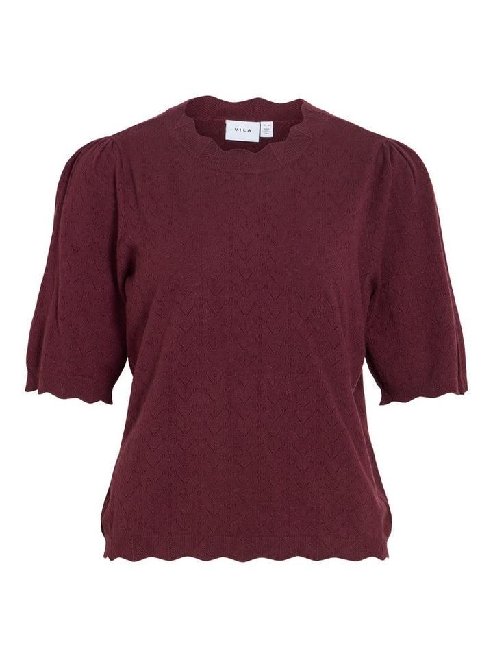 Viemi O-neck 2/4 Sleeve Knit Top/tes - Bordeaux
