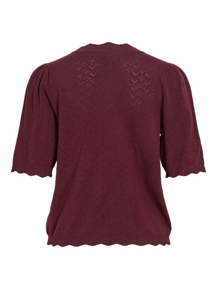 Viemi O-neck 2/4 Sleeve Knit Top/tes - Bordeaux