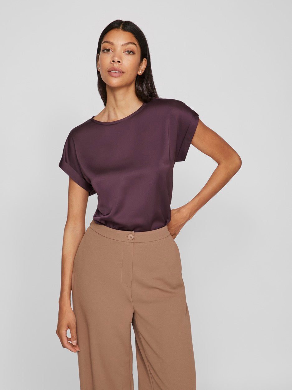 Viellette S/s Satin Top/su - Noos - Paars