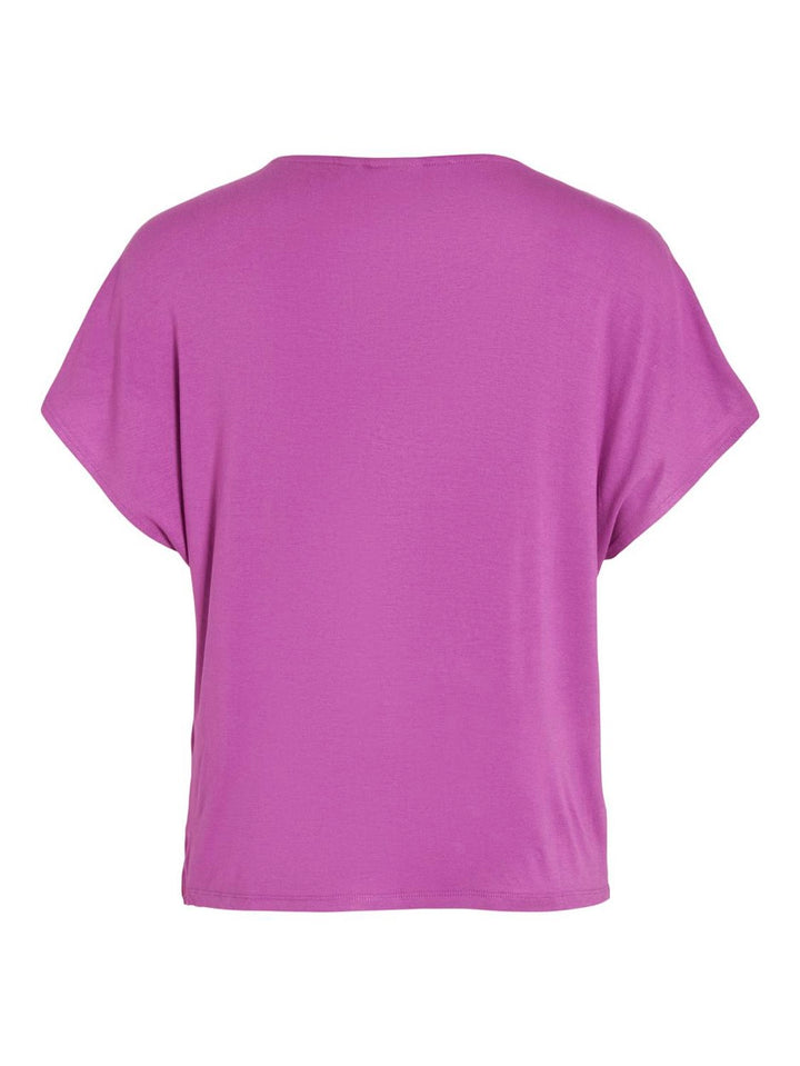 Viellette V-neck S/s Satin Top - No - Magenta