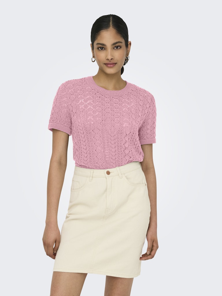 Onlsaga Ss O-neck Knt Noos - Licht Roze