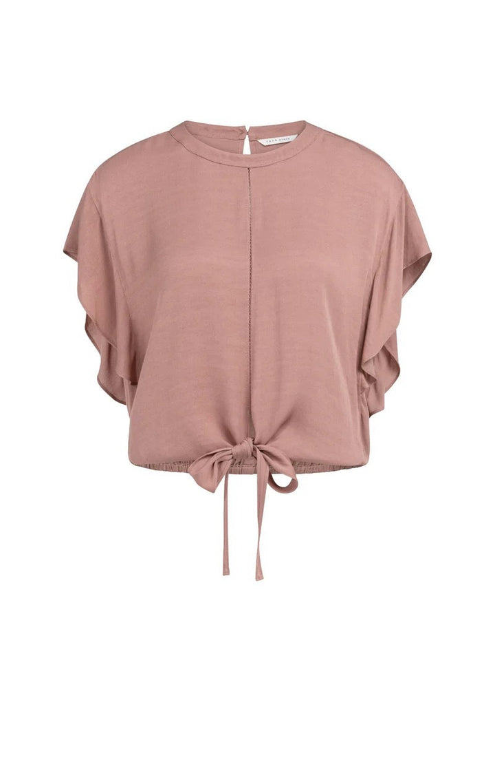 Flowy Knotted Top With Elastic - Oud Roze