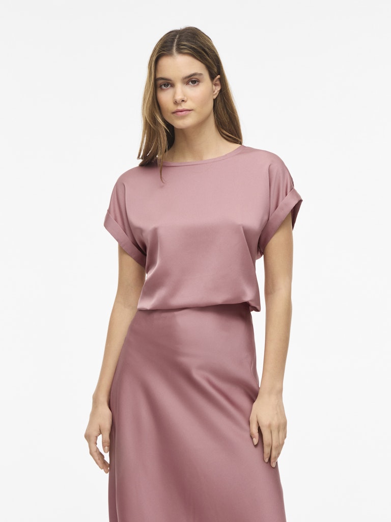 Viellette S/s Satin Top - Noos - Oud Roze