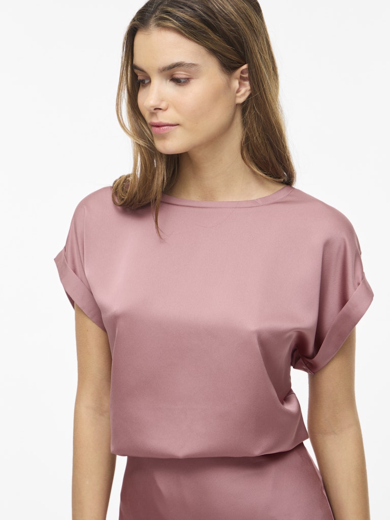 Viellette S/s Satin Top - Noos - Oud Roze