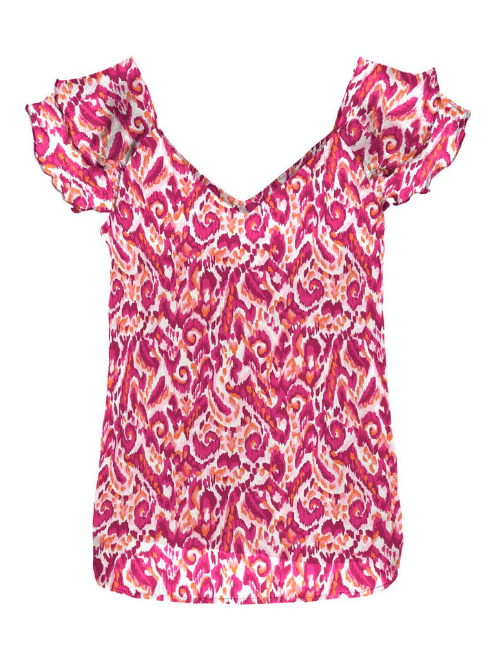 Onlasra Life Capsleeve V-neck Top E - Roze Dessin