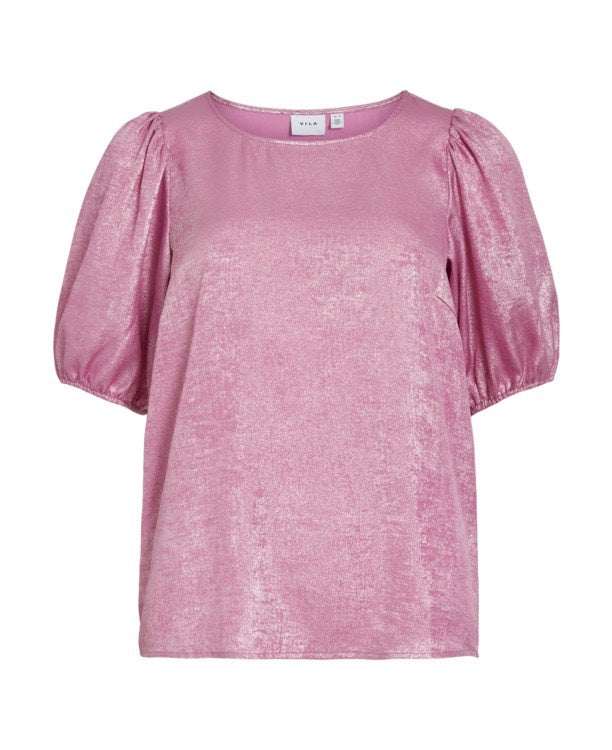 Vimetalla O-neck 2/4 Top/rc - Roze Dessin