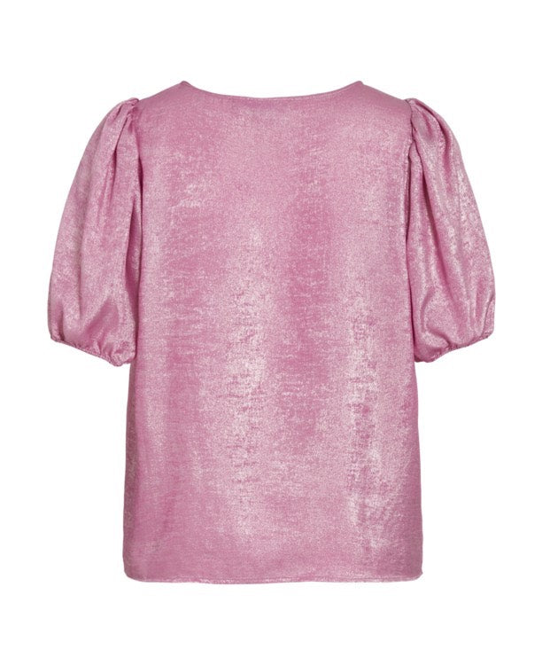 Vimetalla O-neck 2/4 Top/rc - Roze Dessin
