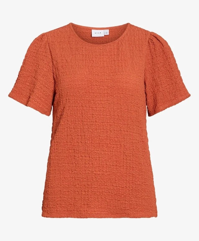 Vilindau O-neck S/s Top/rc - Brique