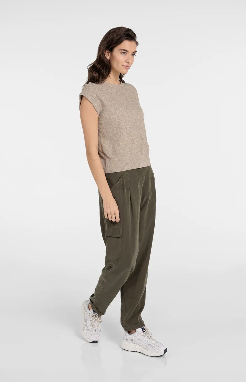 Towel Knit Sleeveless Sweater - Taupe