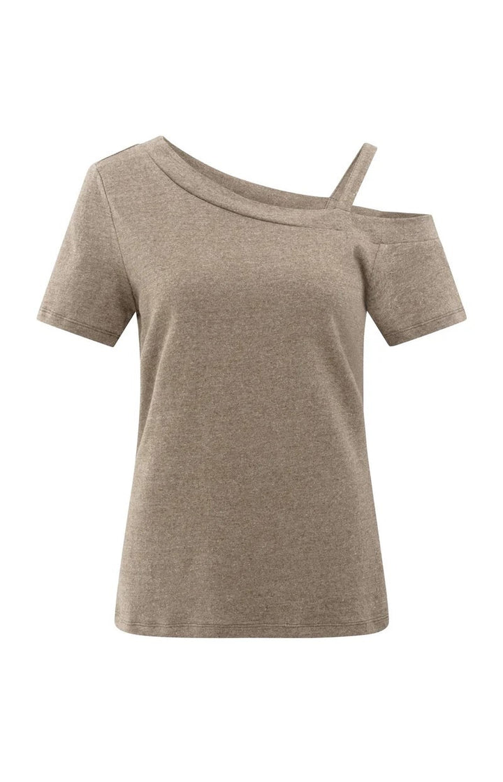 T-shirt With Shoulder Strap - Taupe