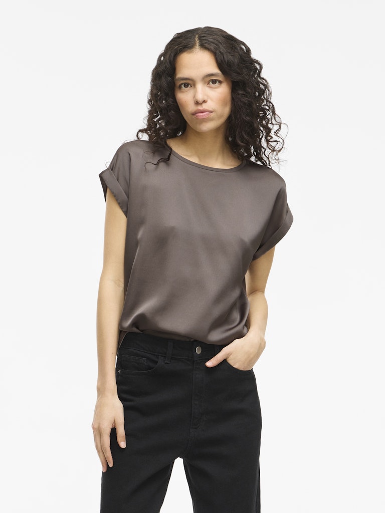 Viellette S/s Satin Top - Noos - Taupe