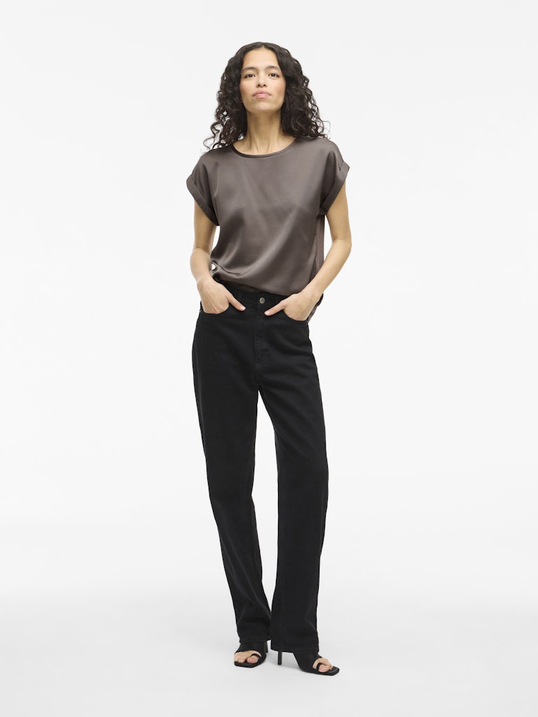 Viellette S/s Satin Top - Noos - Taupe