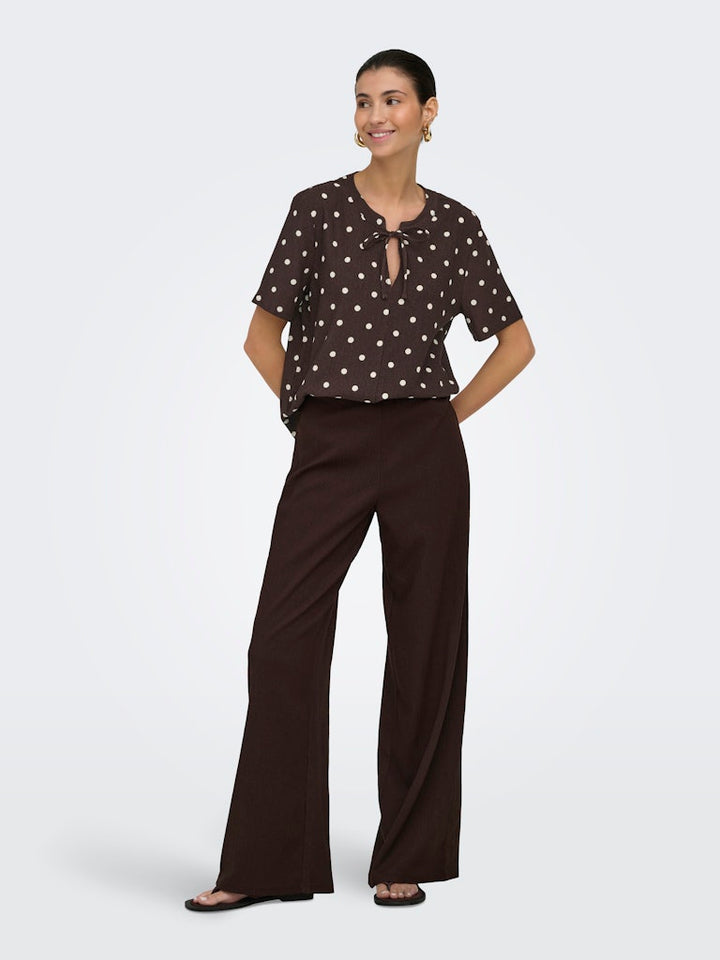 Jdydebbie Ss V Neck Top Jrs Dia - Bruin Dessin