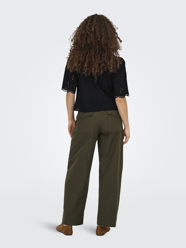 Onlfrani S/s Emb Bow Top Wvn - Zwart