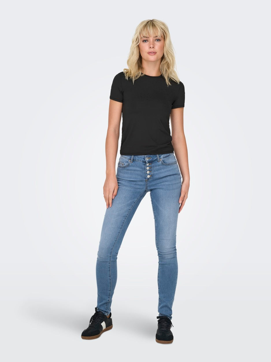 Onlea S/s Top O-neck Jrs Noos - Zwart