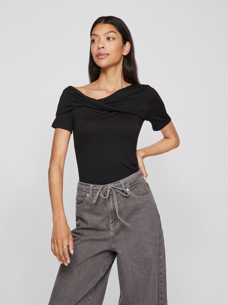 Visuri S/s Twist Top - Zwart